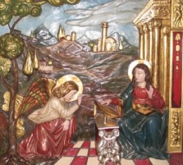 La Anunciación. Detalle en el retablo de Mandayona (Guadalajara, España)